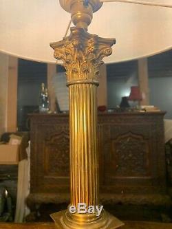 Brass Vintage Corinthian Piliers Nelsons Colonne Lampe De Table De Base Étagé, 19 C