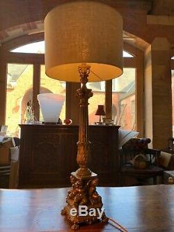 Bronze Antique Lampe De Table, Chérubins Design Classique, 2ft Grand