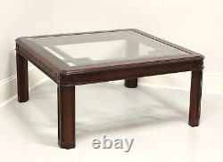 Century Claridge Solide Acajou Chippendale Glass Top Square Table De Café