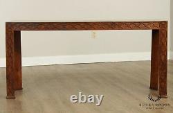 Chinese Chippendale Style Custom Quality Parquetry Console Table