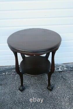 Chippendale 1900s Ahogany Ball And Claw Feet Round Side Center Table 2453
