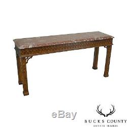 Console Console Henredon De Style Chippendale En Acajou Et Marbre