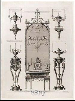 Dore Pier Miroir & Quad Piédestal Leg Marbre Surmonté Table Après Robert Adam