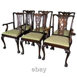 Ensemble antique de 6 chaises de salle à manger en acajou Chippendale Ball and Claw #21719