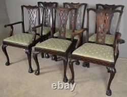 Ensemble antique de 6 chaises de salle à manger en acajou Chippendale Ball and Claw #21719