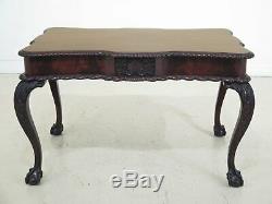 F46809ec Table De Bureau Sculptée Chippendale En Acajou Et Boule Vintage