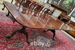 Hickory Chaise Double Pédestal Table À Manger Flame Ahogany Inlaid Banding Aw3