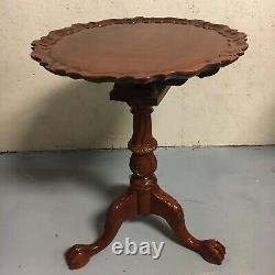 Imperial Ahogany Chippendale Style Thé Sculpté Table Pie Crust Ball & Griffe