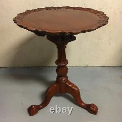 Imperial Ahogany Chippendale Style Thé Sculpté Table Pie Crust Ball & Griffe