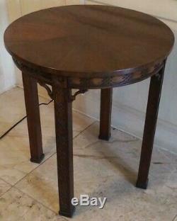 Kindel Chinois Style Chippendale Ronde Acajou Occasional Table Table D'appoint