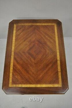 Lane Chinese Chippendale Ahogany Inlay Banded Top One Tiroir Side End Table