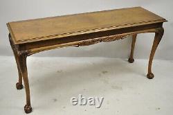 Lane Chinese Chippendale Banded Ahogany Ball & Claw 53 Console Canapé Hall Table
