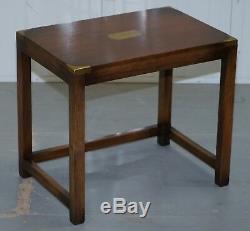 Lovely Rrp £ 2750 Rare Harrods London Mahogany Campagne Militaire Nid De Tables