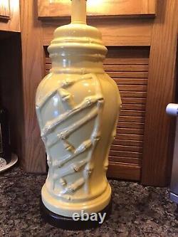 MCM Leviton Chinese Chippendale Jaune Ginger Jar Bamboo Porcelaine Lampe De Table Us