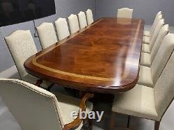 Magnifique Piédestal CMC 12ft Grand Style Regency Table En Acajou Brésilien Set