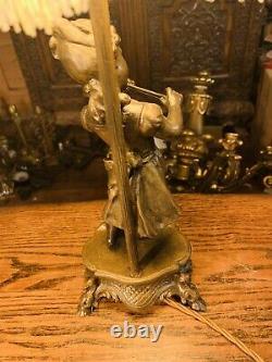 Moreau Violon Fille Lampe De Table En Bronze