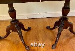 Mount Airy Company Vintage Banded Ahogany Twin Pedestal Table À Manger 3/15 Leaf