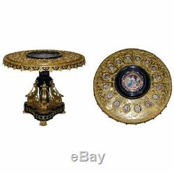 Napoléon III Style Louis XVI En Bronze Doré Et Porcelaine Plaque Sevres Centre Table