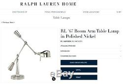 Paire De £ 2150 Ralph Lauren Articulé Rrp Boom Arm Lampes De Table Poli Nickle