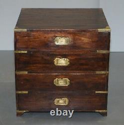 Paire De Circa 1900 Anglo Indian Military Campaign Chests Of Drawers Side Tables