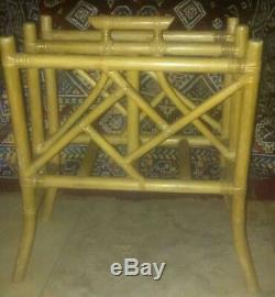 Porte-revues En Bambou Chinois Chippendale Hollywood Regency Fretwork