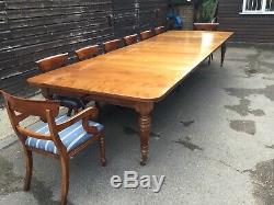Rare! 14.9ft Antique Grand Victorian Table À Manger En Noyer. 1831-1901