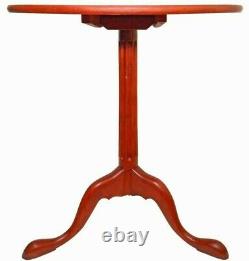 Rare 18e C American Chippendale Antique Red Laquer Japanned Fig Tilt-top Table