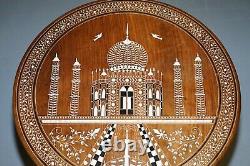 Rare Anglo Indian Export Taj Mahal Elephant Rosewood Inlaid Side Lamp Wine Table
