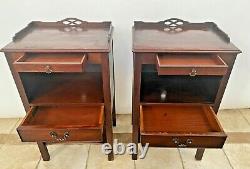 Rare Kindel Matching Bedside Chests Night Stands Ahogany Tables Latérales 2 Tiroirs