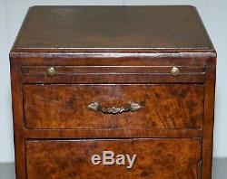 Rare Table D'appoint Art Déco Burr En Noyer Des Années 1920 Avec Plateaux De Service Et Tiroir