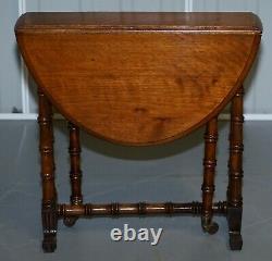 Rare Victorian Small Salesman Sample Famboo Gatele Folding Table Side Table Size
