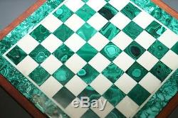Rare Vintage Malachite Socle Jeu D'échecs Après Alfredo Ravasco Rangement Intérieur