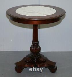 Rrp £12,000 Paire De Ralph Lauren American Mahogany Marble Topped Side End Tables
