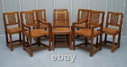 Sublime 1968 Robert Mouseman Thompson Refectory Dining Table & Eight Chairs 8