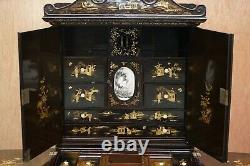 Sublime 19ème Chinois Lacqurered Dressing Table Vanity Unit Writing Table Or Desk