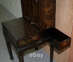 Sublime 19ème Chinois Lacqurered Dressing Table Vanity Unit Writing Table Or Desk
