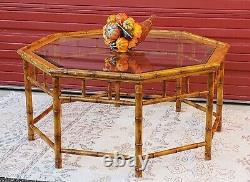 Table À Café Vintage Chippendale, 1980 De Faux Bamboo Hexagon, Huge, Chinerie