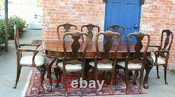 Table À Manger En Acajou De Style Antique Anglais Avec 3 Feuilles Et 8 Chaises