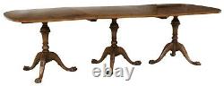 Table Antique, Salle À Manger, Triple Pedestal Style Chippendale, Du Début Au Milieu Des Années 1900