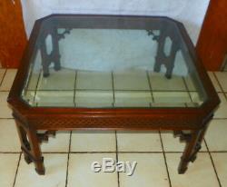 Table Basse Dessus En Verre Acajou Chinois Chippendale (ct166)