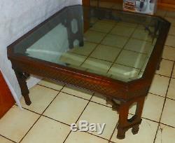 Table Basse Dessus En Verre Acajou Chinois Chippendale (ct166)