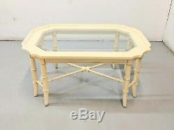 Table Basse En Simili Bambou Style Palm Beach Hollywood Regency Chippendale Vtg
