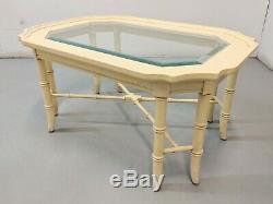 Table Basse En Simili Bambou Style Palm Beach Hollywood Regency Chippendale Vtg