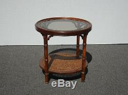 Table Basse Ronde Vintage En Bambou Et Canne, Chine, Avec Chippendale, Chine