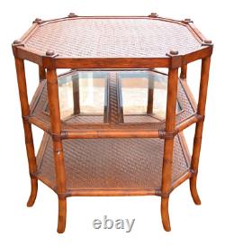 Table Chippendale en bambou tressé d'appoint pour le côté ou le centre