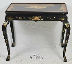 Table Console Baker Stately Home Chinoiserie Chippendale Laque Noire & Or