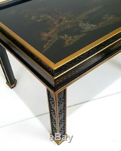 Table D'appoint Vintage Laque Noire Drexel Heritage Asian Chinoise Chinoiserie Chinoise