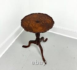 Table à croûte de tarte antique en acajou et noyer moucheté du début du 20e siècle