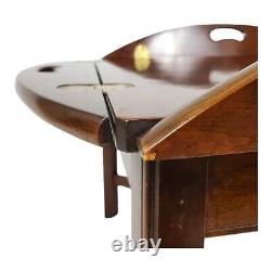 Table basse vintage en cerisier avec plateau rabattable Butler Chippendale