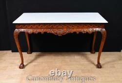 Table console Chippendale en acajou avec pieds en griffe de balle